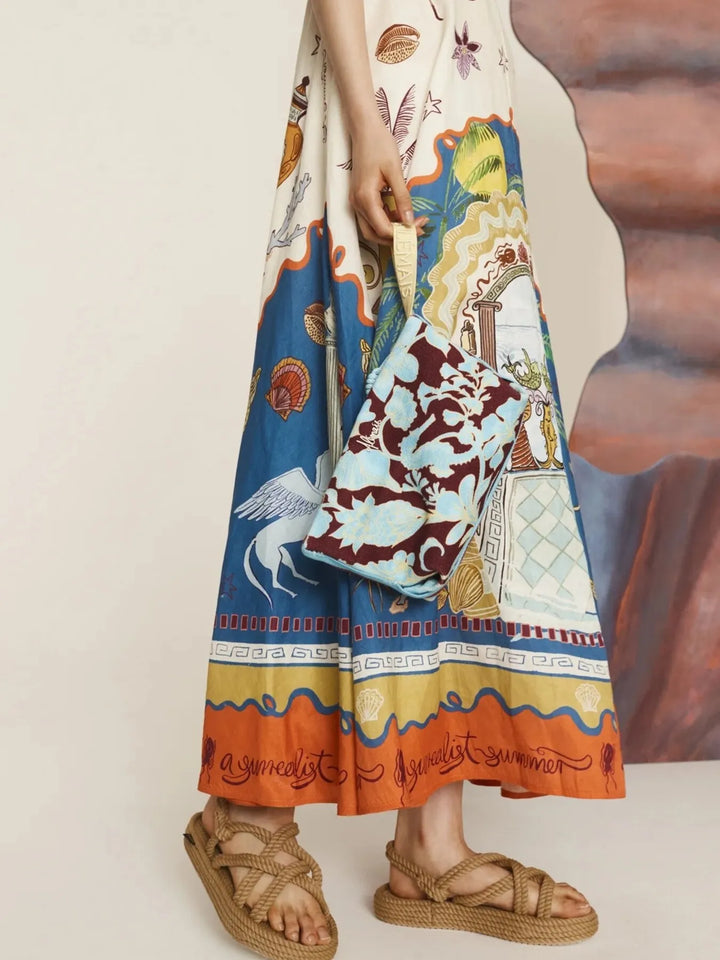 Ludowika Printed Square Neck Maxi Cami Dress