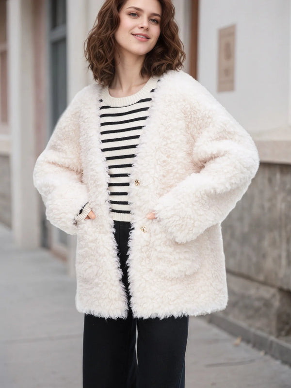 Ludowika Fleece Button Up Long Sleeve Outerwear