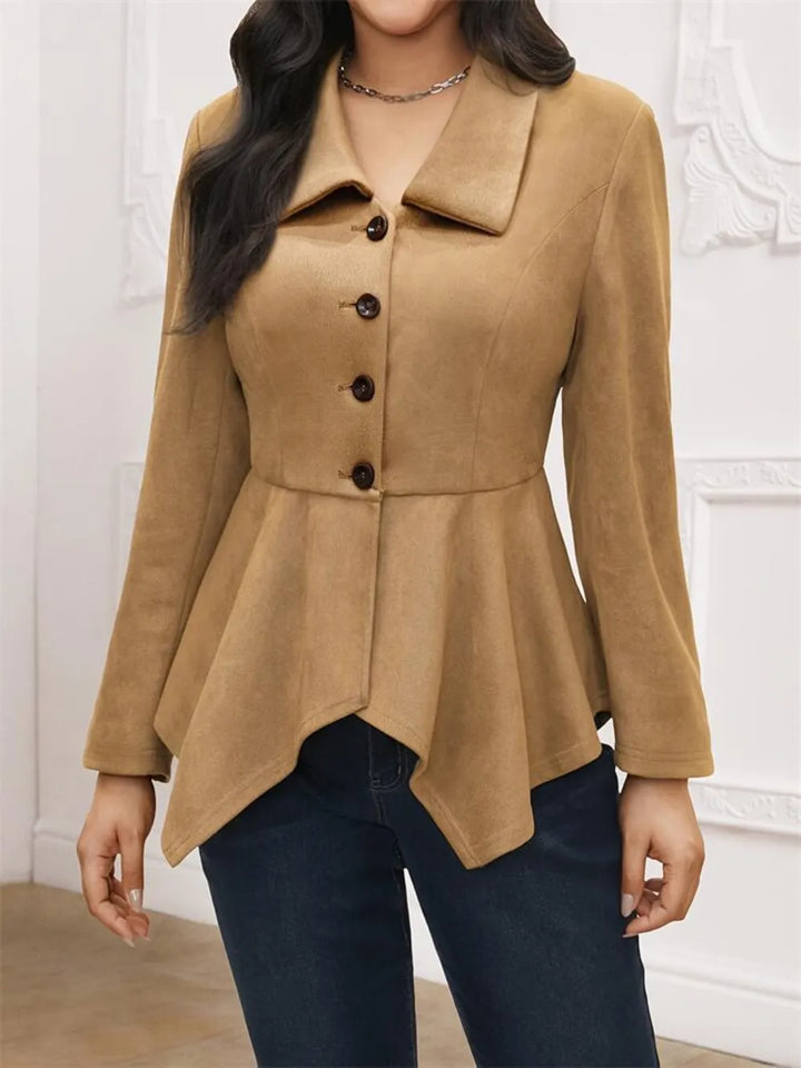 Ludowika Handkerchief Hem Button Up Collared Neck Jacket