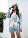 Ludowika Printed Button Up Long Sleeve Shirt and Shorts Set