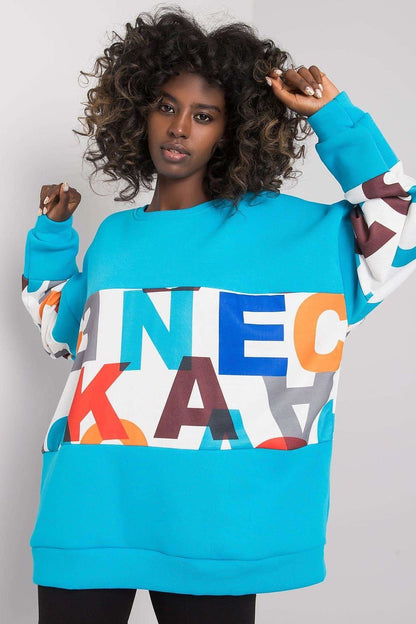 Women's sweatshirt with long sleeves, a round neckline, and a stylish lettered design. Made with cruelty-free materials like organic cotton and recycled polyester.

