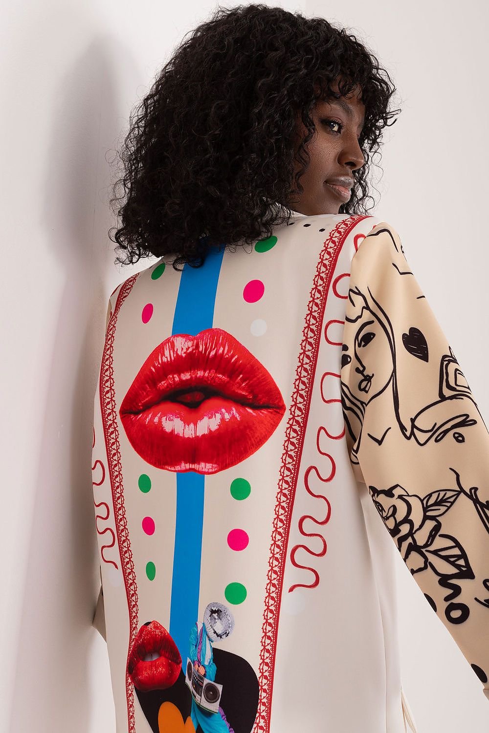 women wear lip graphic jacket