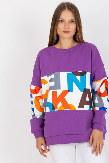 Women's sweatshirt with long sleeves, a round neckline, and a stylish lettered design. Made with cruelty-free materials like organic cotton and recycled polyester.

